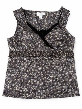 Ann Taylor LOFT Petites Floral Blouse Size 4P Elegant Ruffle Top